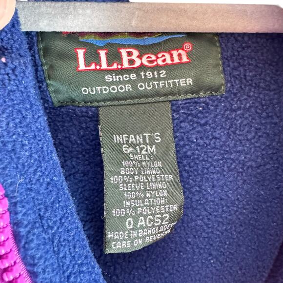 Vintage L.L. Bean Purple Blue Full Zip Hooded Fleece Lined Coat Sz Infant 6-12M - Picture 8 of 9